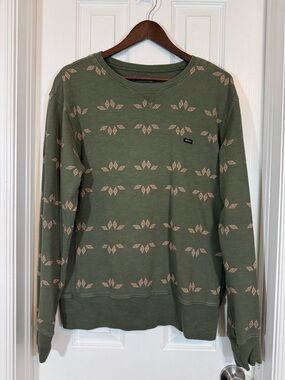 RVCA Olive Green Men’s Geometric Print Crewneck Sweatshirt Size M